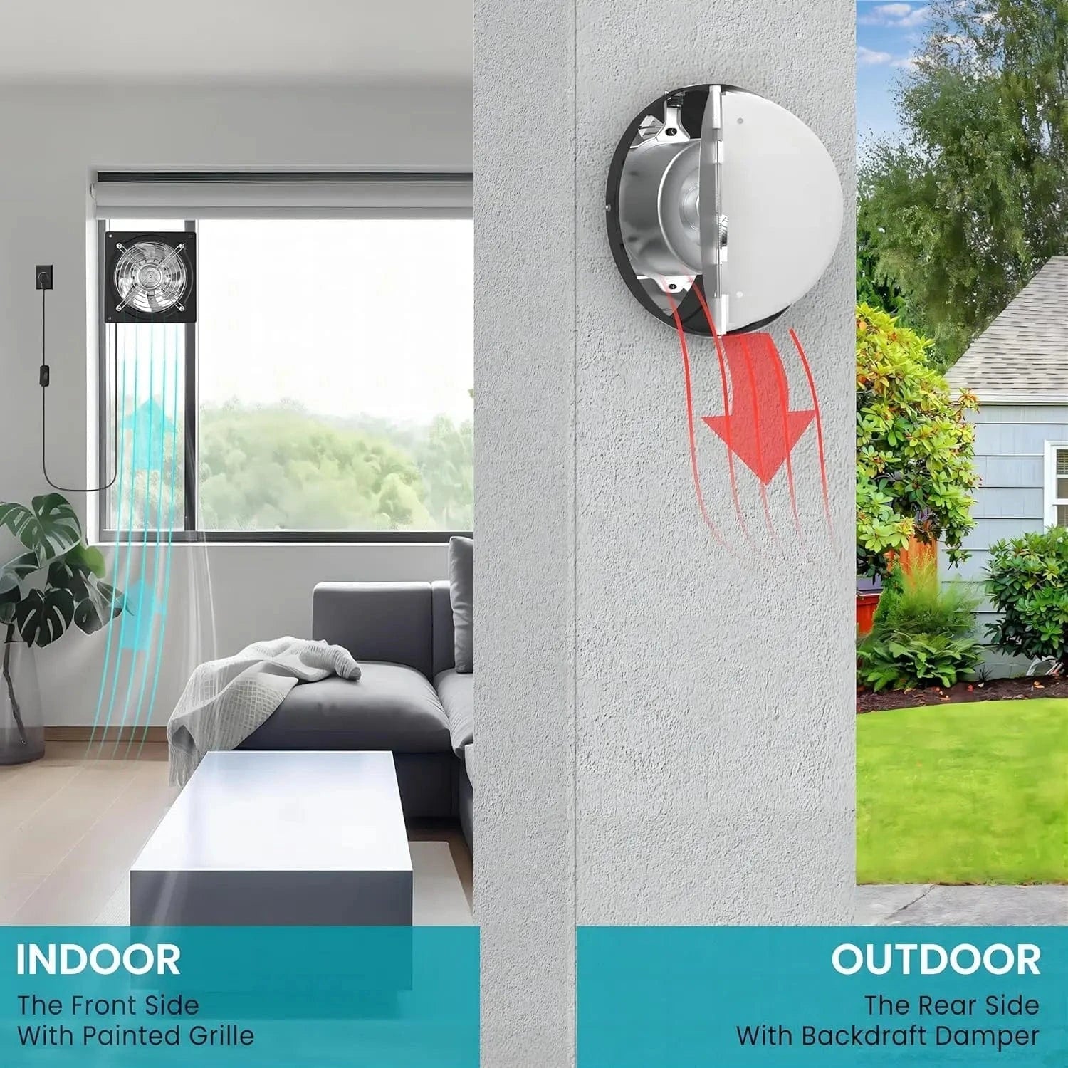 Kitchen Exhaust Fan Providing Indoor and Outdoor Ventilation – High Airflow for Kitchens, Bathrooms, Garages, and Basements