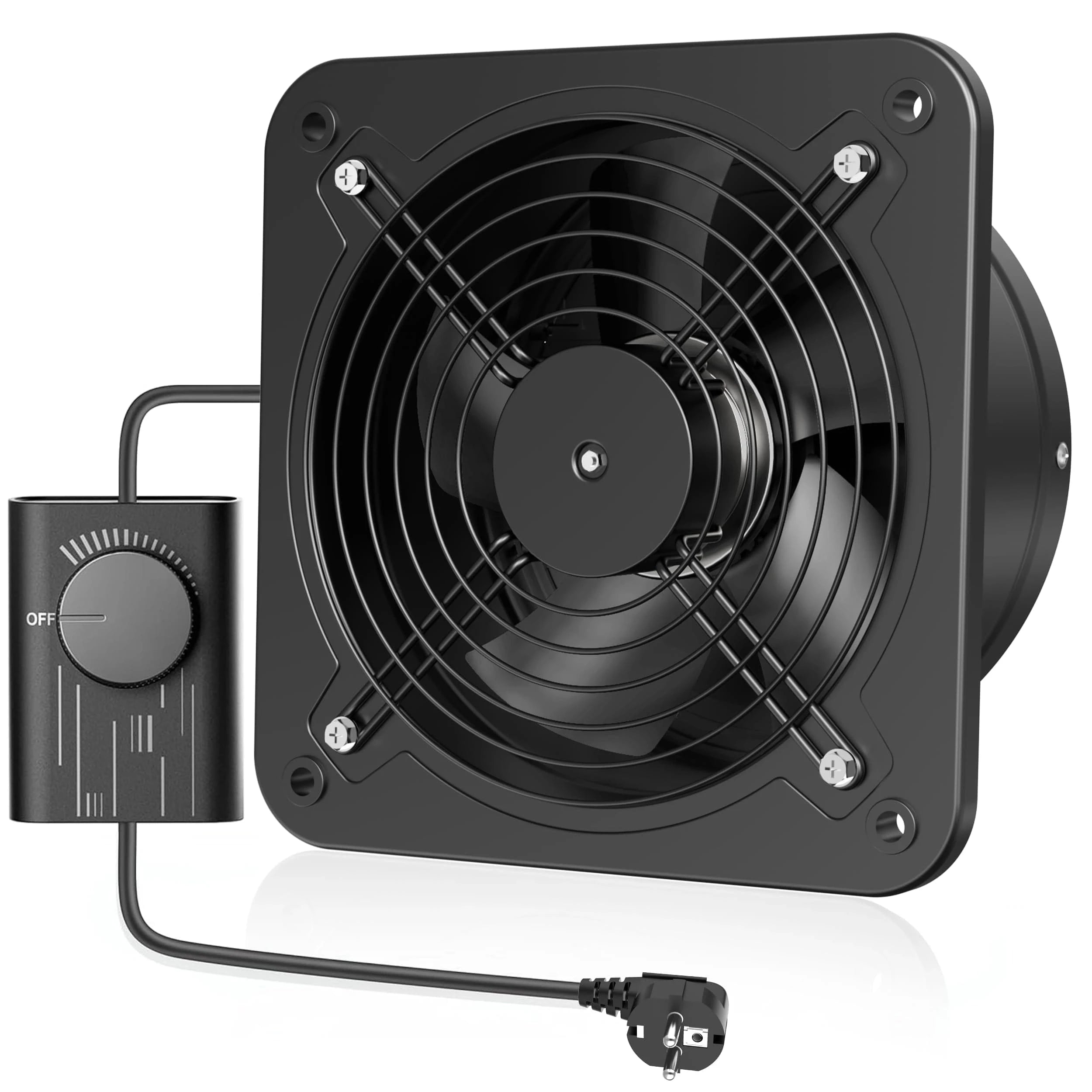 250mm exhaust fan with speed controller for garage and kitchen ventilation, 1680 m³/h high airflow, low noise