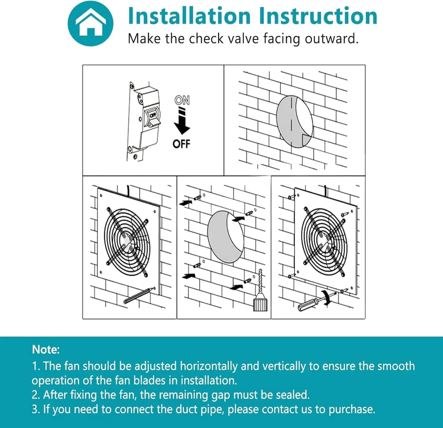 Easy-to-install HONGUAN kitchen exhaust fan, perfect for wall or ceiling mounting to improve ventilation in kitchens, bathrooms, or garages.