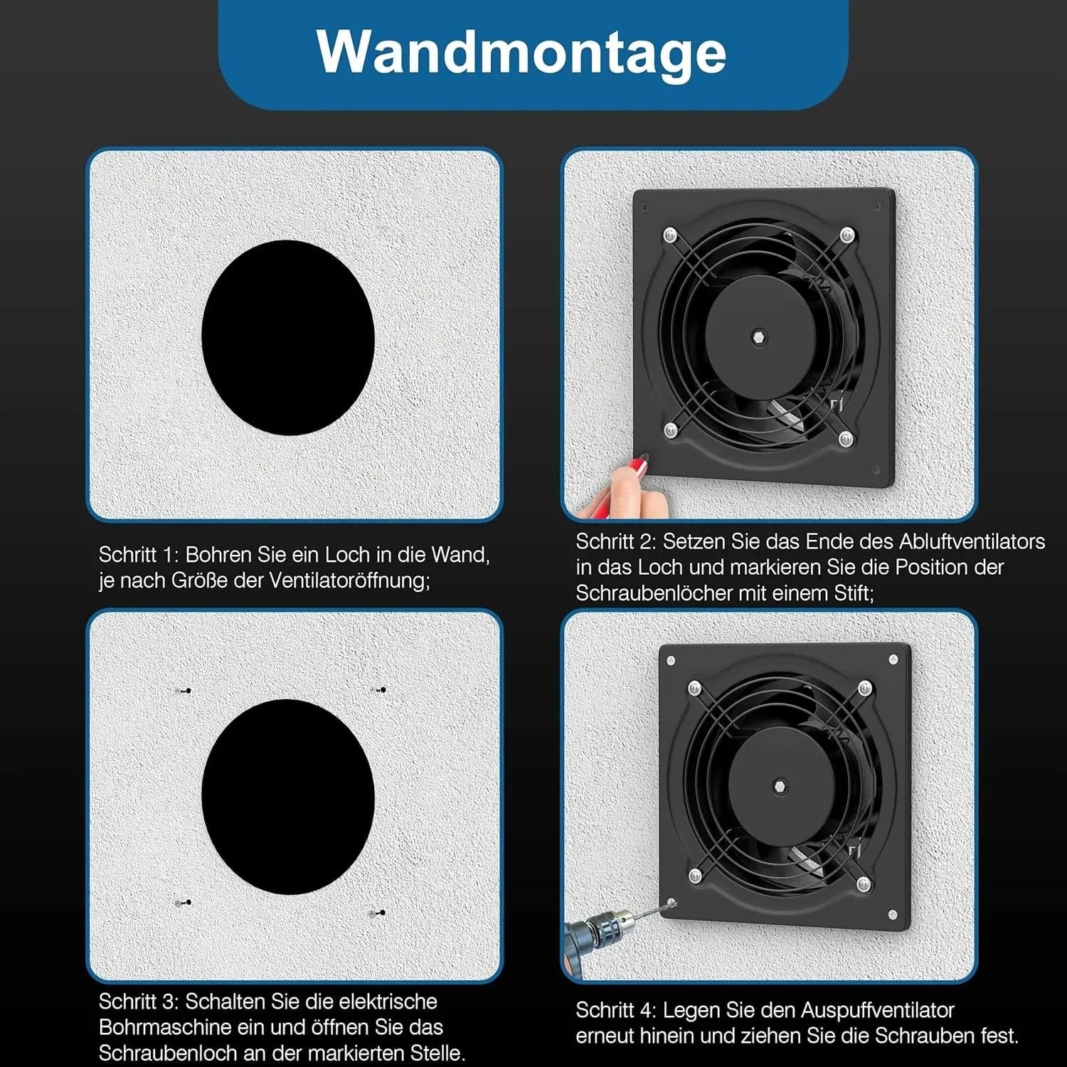 Exhaust Fan Installation Steps – How to Vertically Mount 150mm Extractor Fan with Check Valve and Exhaust Hose Connection