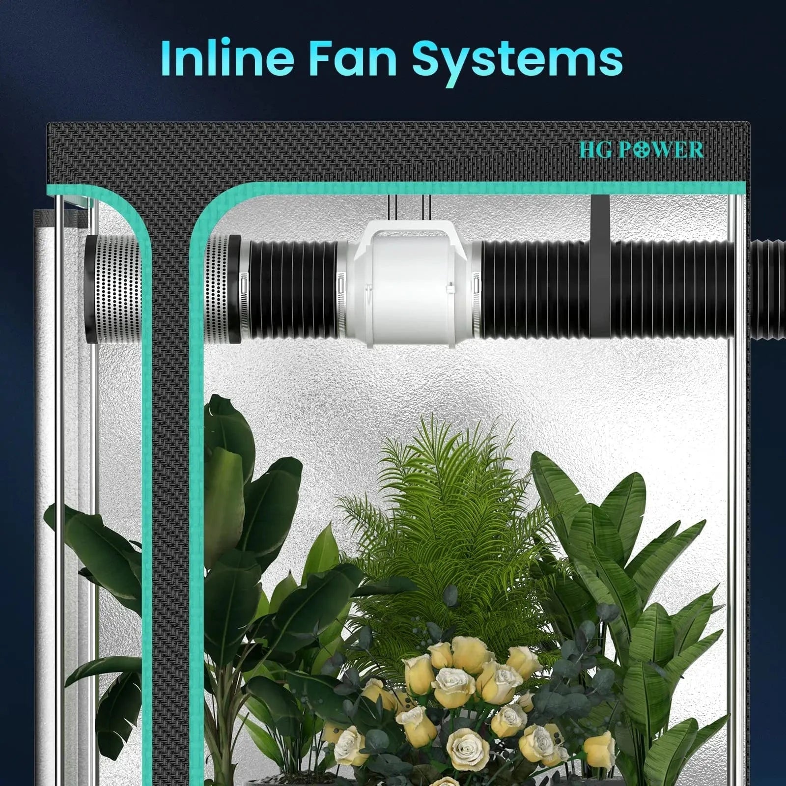 125mm inline duct fan installed in grow tent ventilation system for quiet and efficient airflow