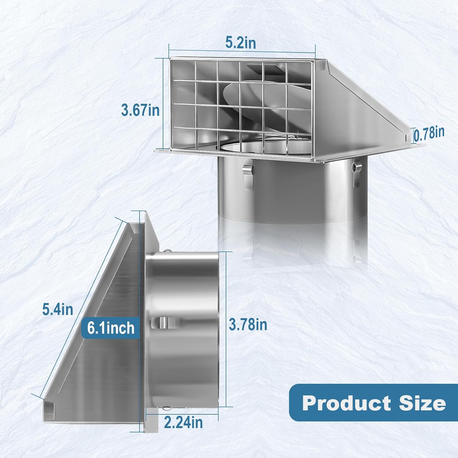 Dimensions of 4-Inch Stainless Steel Dryer Vent Cover