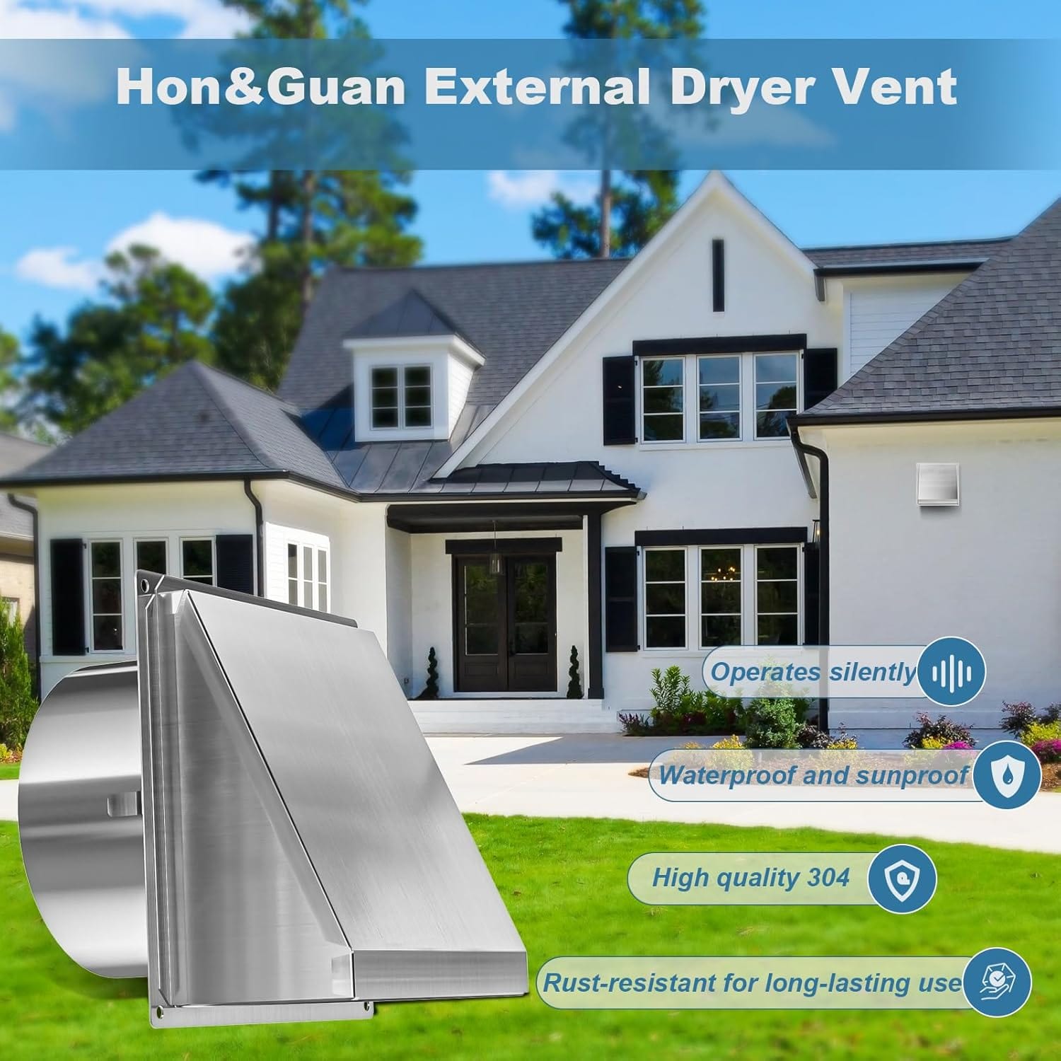 4-Inch Stainless Steel Dryer Vent Cover with Non-Return Flap and Mesh Screen_waterproof and high quality