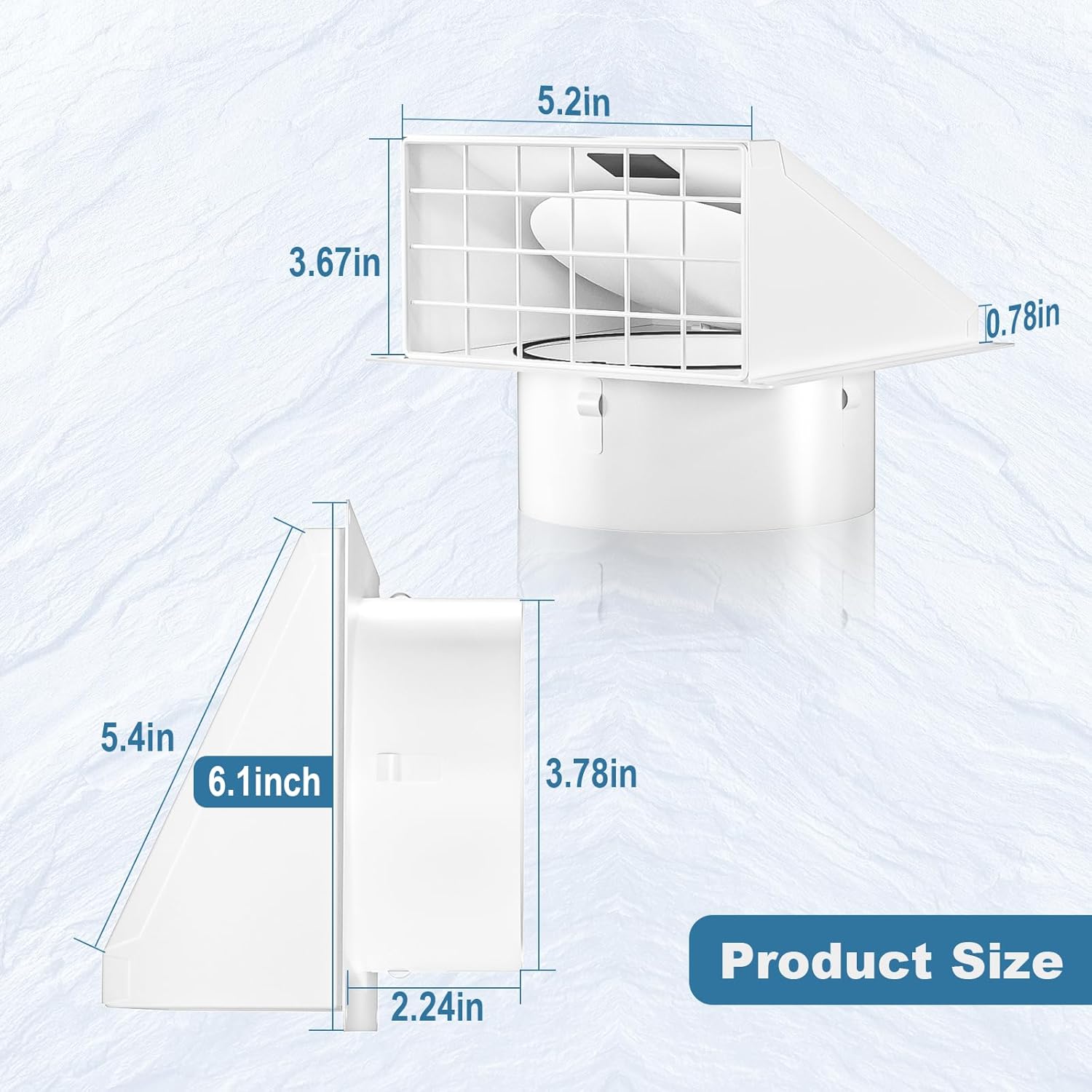 4 Inch Dryer Vent Cover Size_3.78*2.24*5.4 inches
