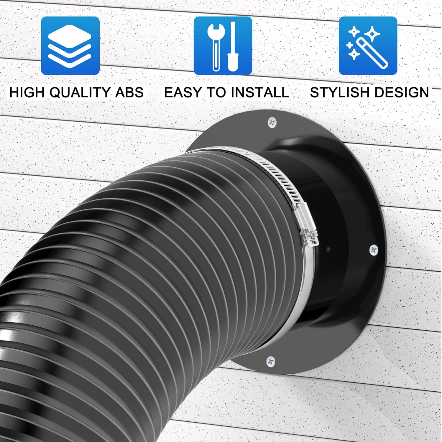 4 inch duct connector, black plastic, connecting flexible hose for ventilation system