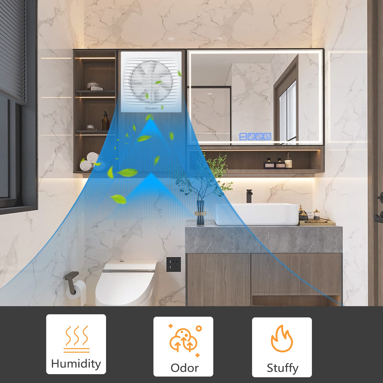 "Bathroom Exhaust Fan Controlling Humidity – Quiet Ventilation Solution for Steam and Moisture Removal in Bathrooms