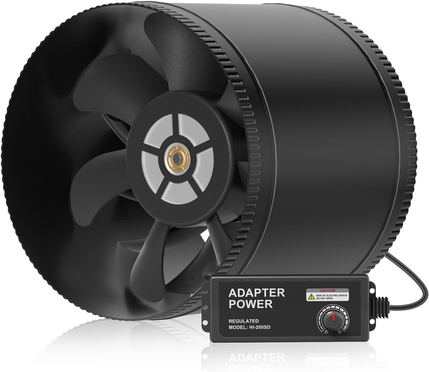 HONGUAN 8-inch inline booster duct fan with speed controller for energy-efficient airflow, 623 CFM, low noise, and adjustable speed.