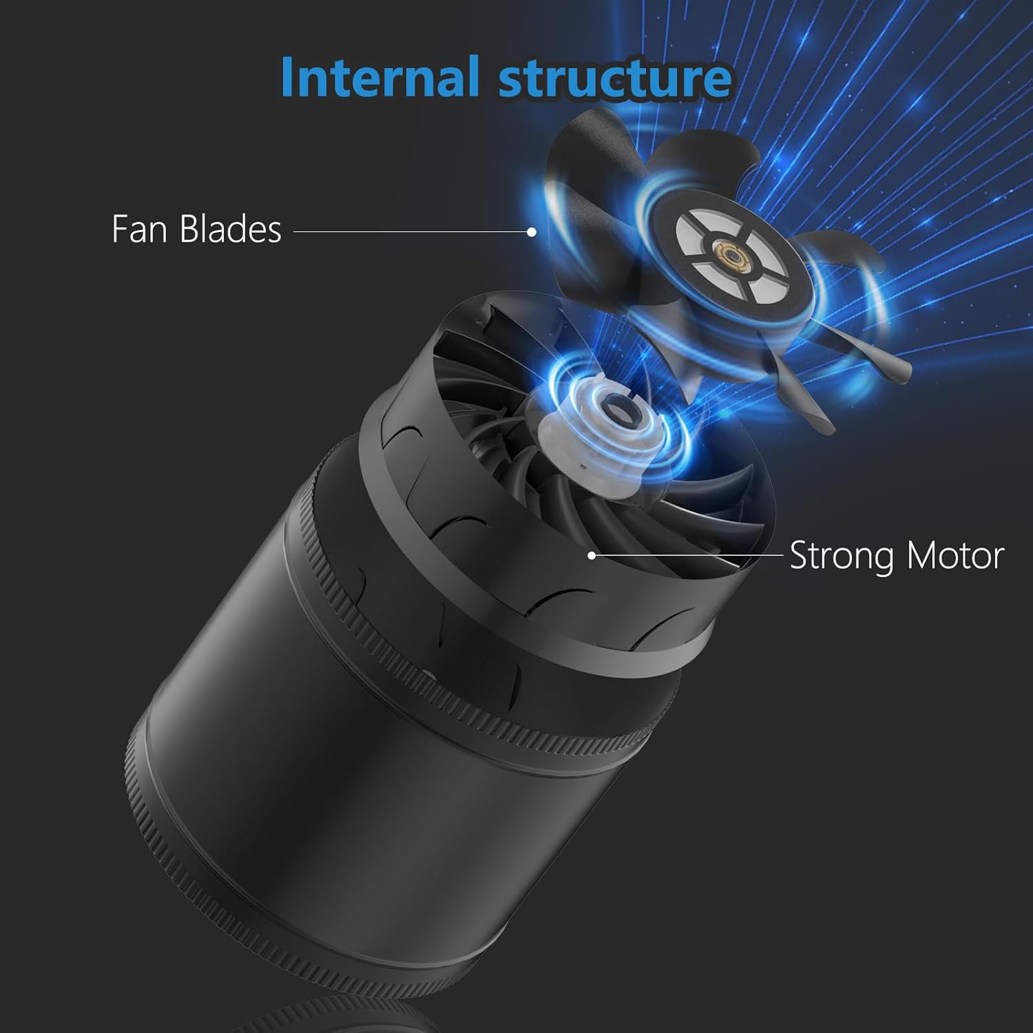 Close-up view of the HONGUAN 8-inch inline booster duct fan, highlighting the smooth plastic blades and sturdy construction for efficient airflow.