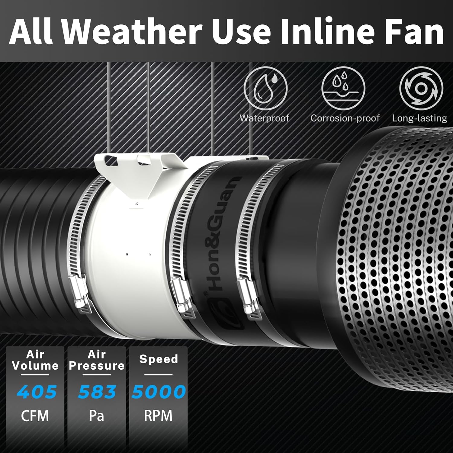 Durable duct fan for year-round use in hot, cold, dry, and humid environments