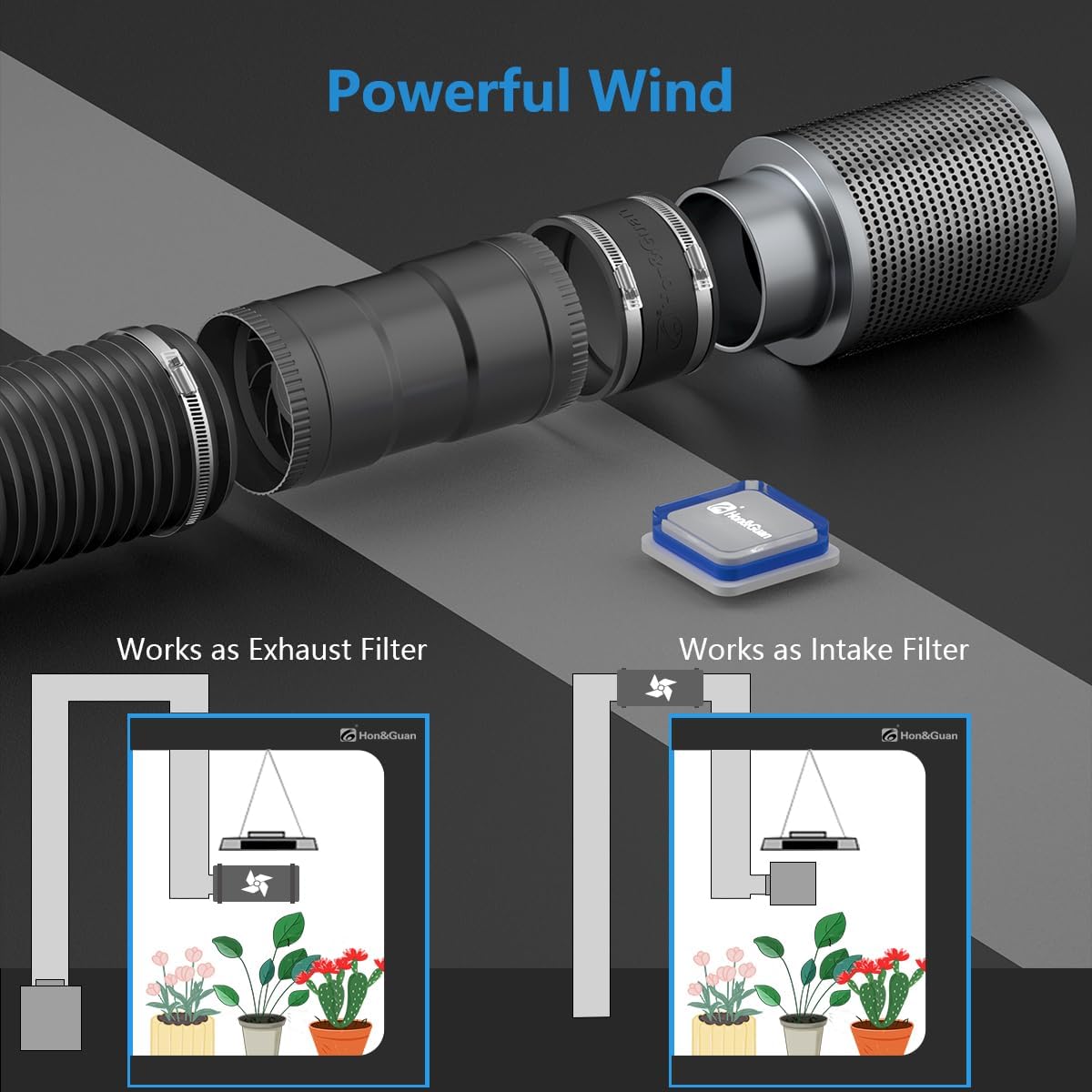 Duct Booster Fan Delivering Powerful Airflow Inside Grow Tent for Optimal Ventilation and Plant Growth