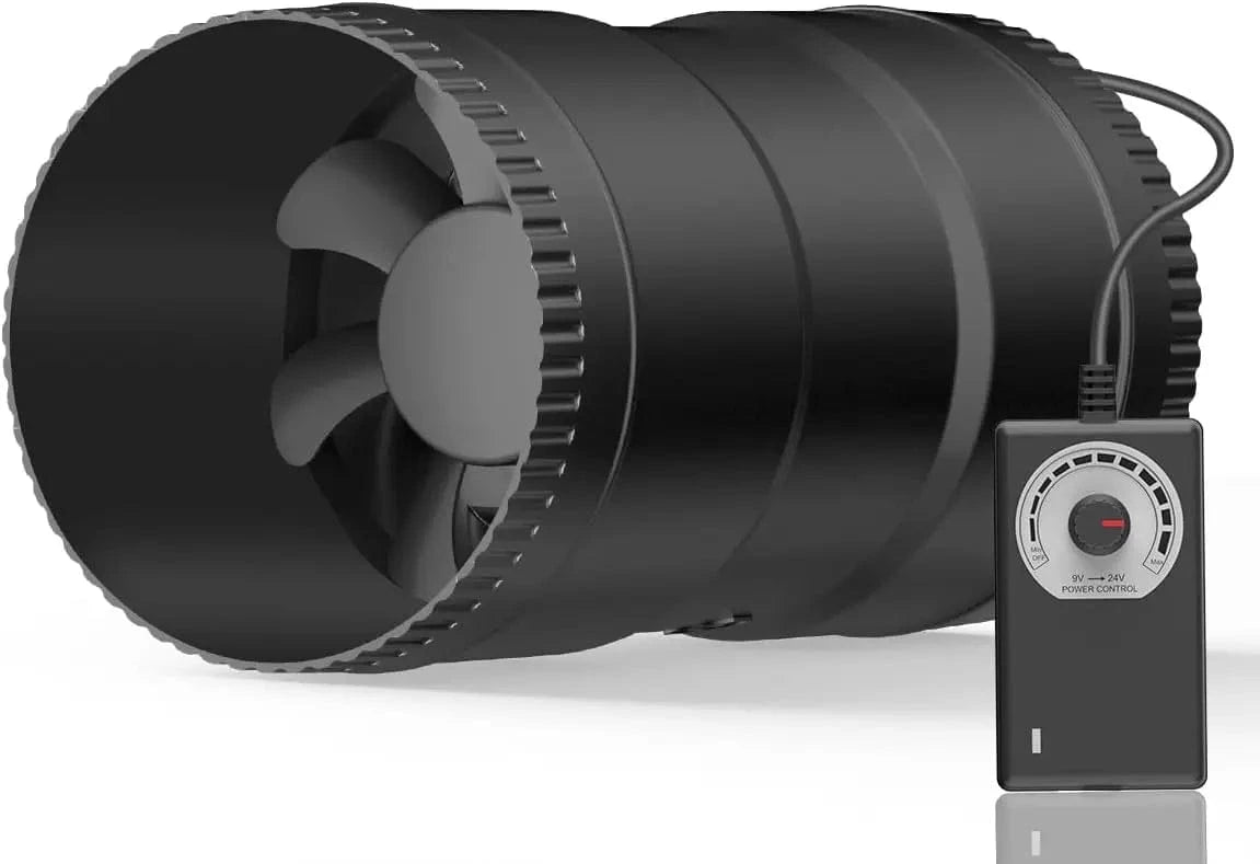 Hon&Guan 100 mm duct booster fan with speed controller, ultra-quiet and energy-efficient for home HVAC and grow tents