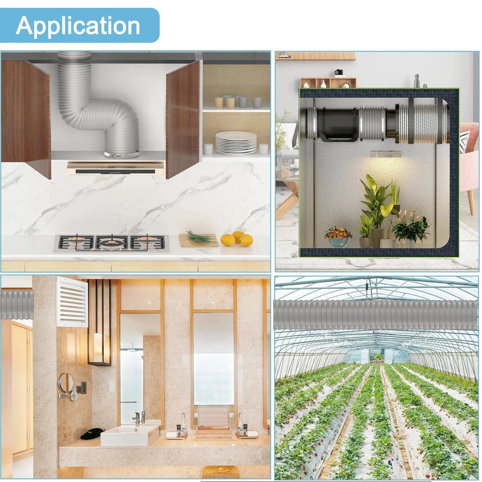 HON&GUAN Air Duct for Multiple Applications – Ideal for Kitchens, Grow Tents, Bathrooms, and Indoor Gardening Ventilation