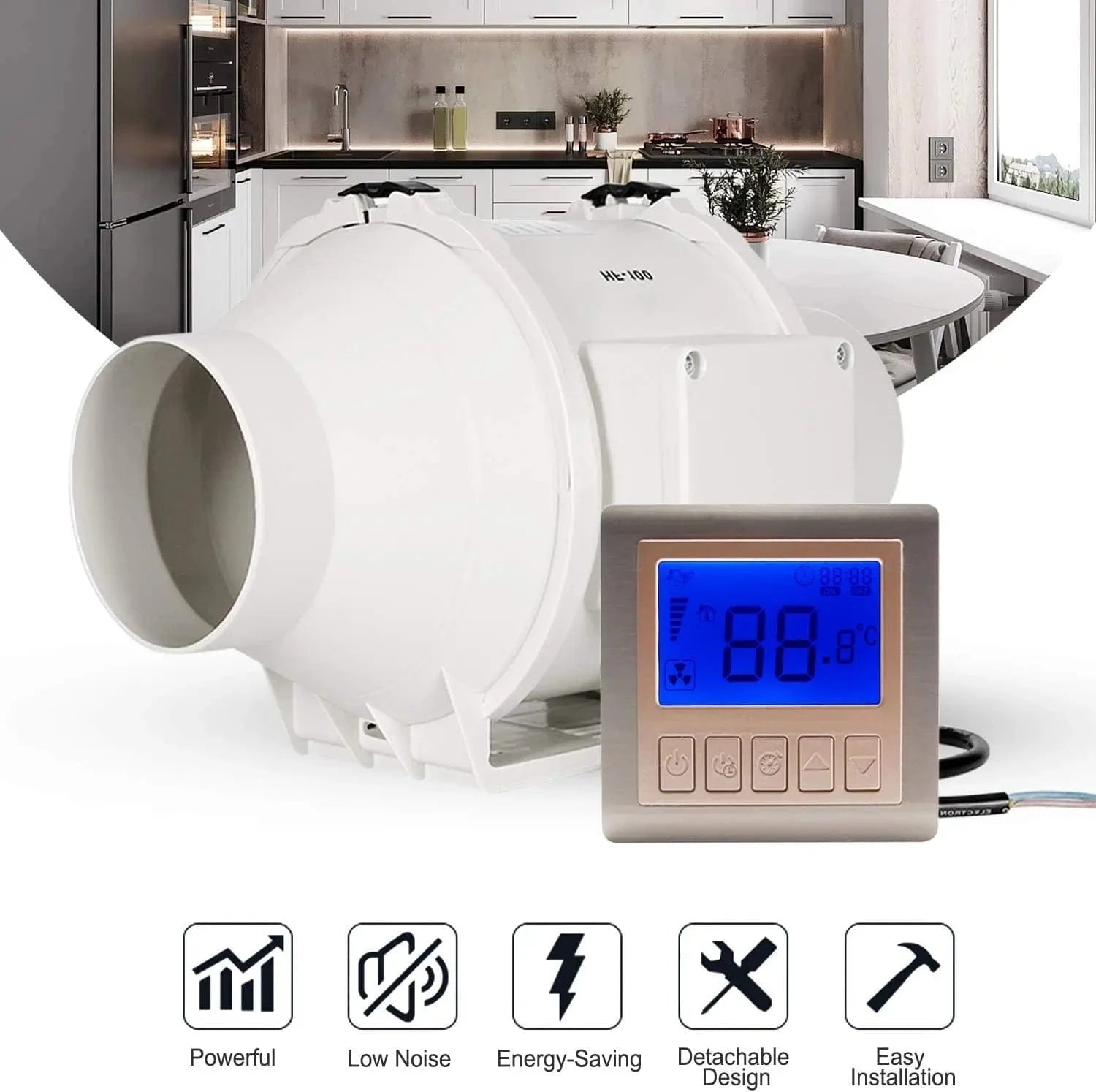 Exhaust fan with timer and hygrostat controller for precise ventilation control in bathrooms and kitchens