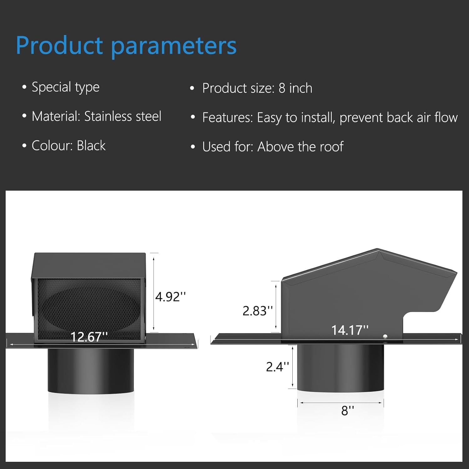 8 inch roof vent size chart – galvanized steel roof vent with damper for ventilation systems.