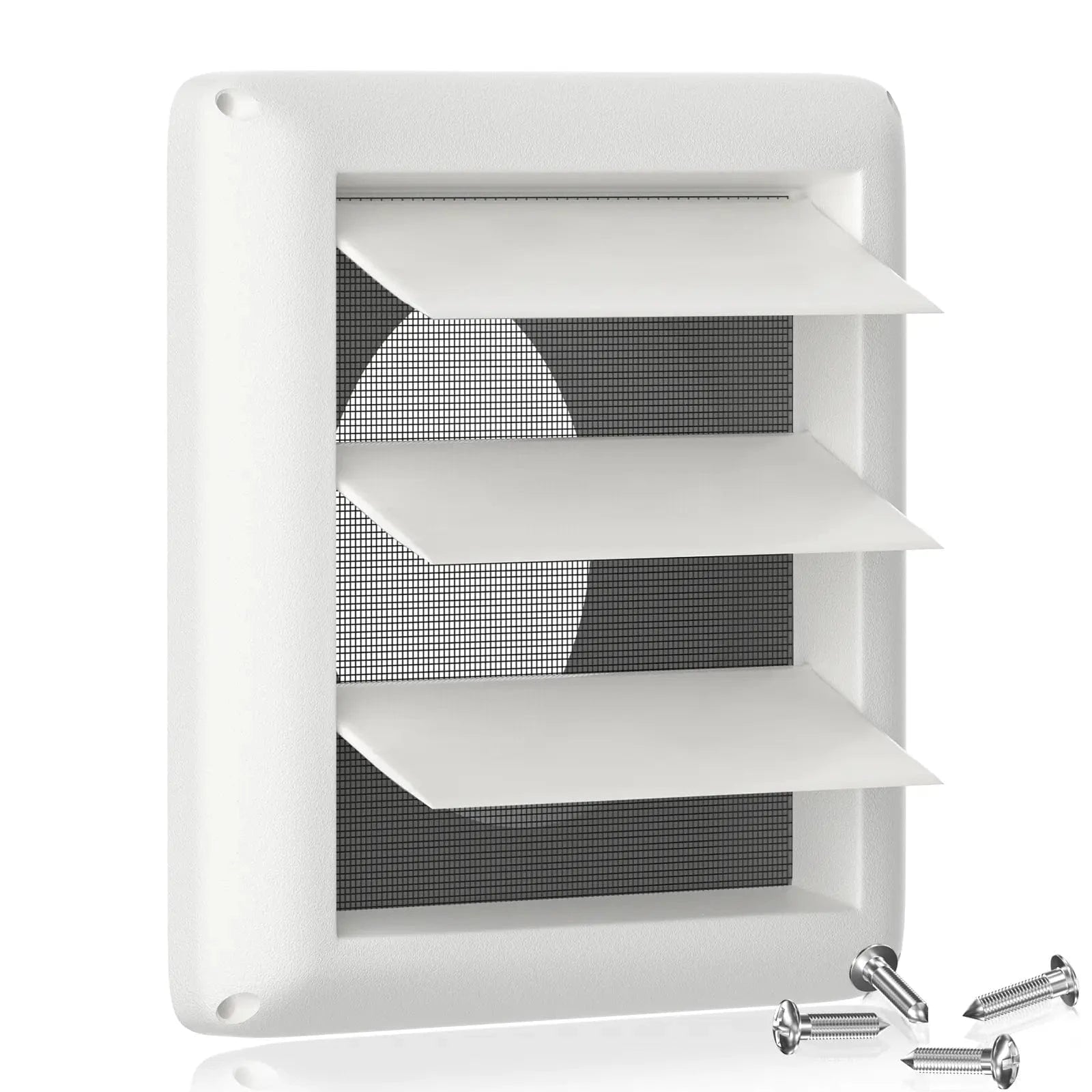 4-Inch Square Louvered Vent Cover with Insect Screen – Front View