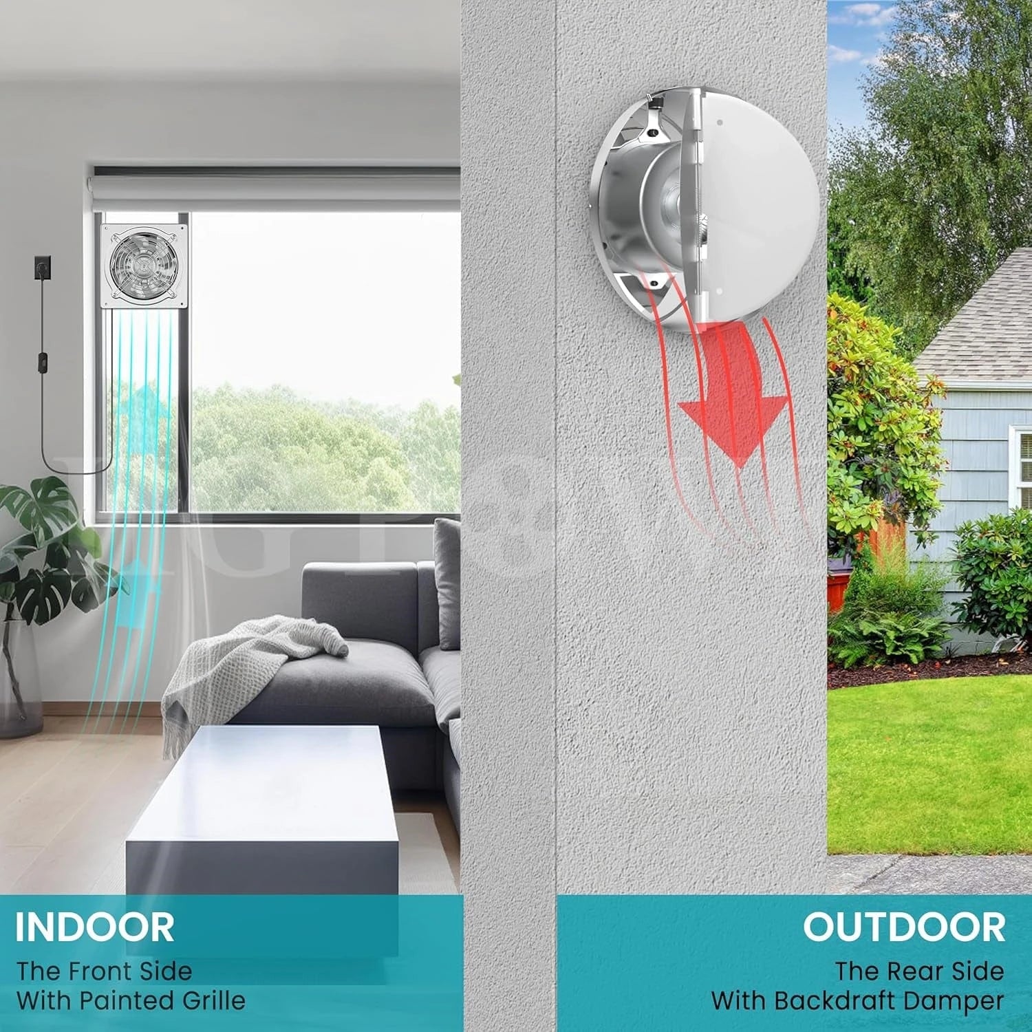 Exhaust Fan for Indoor and Outdoor Ventilation – Ideal for Kitchens, Bathrooms, Garages, and Basements with 525 m³/h Airflow