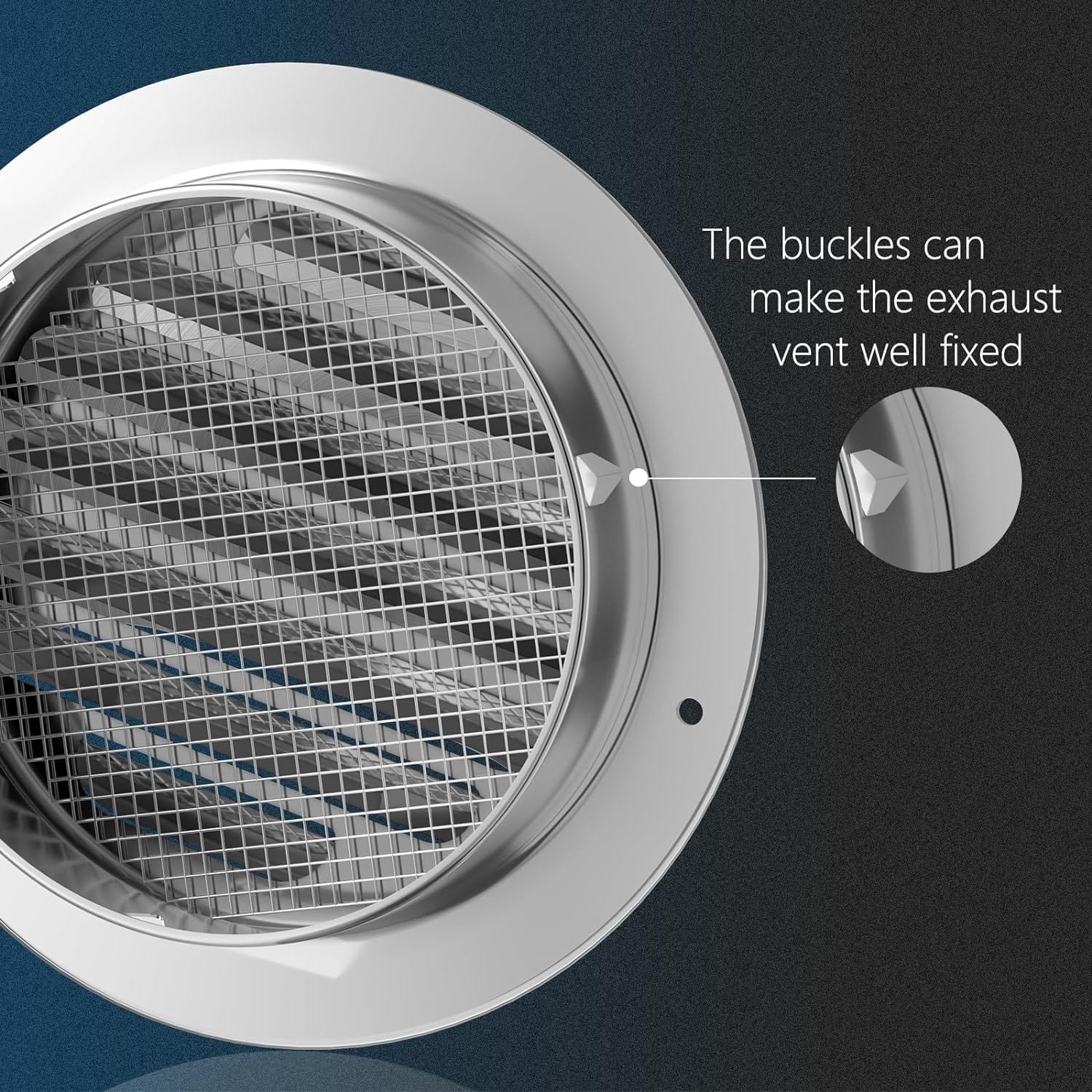 Durable 4-inch stainless steel air vent covers with fine mesh for insect protection and snap-fit design for easy installation.