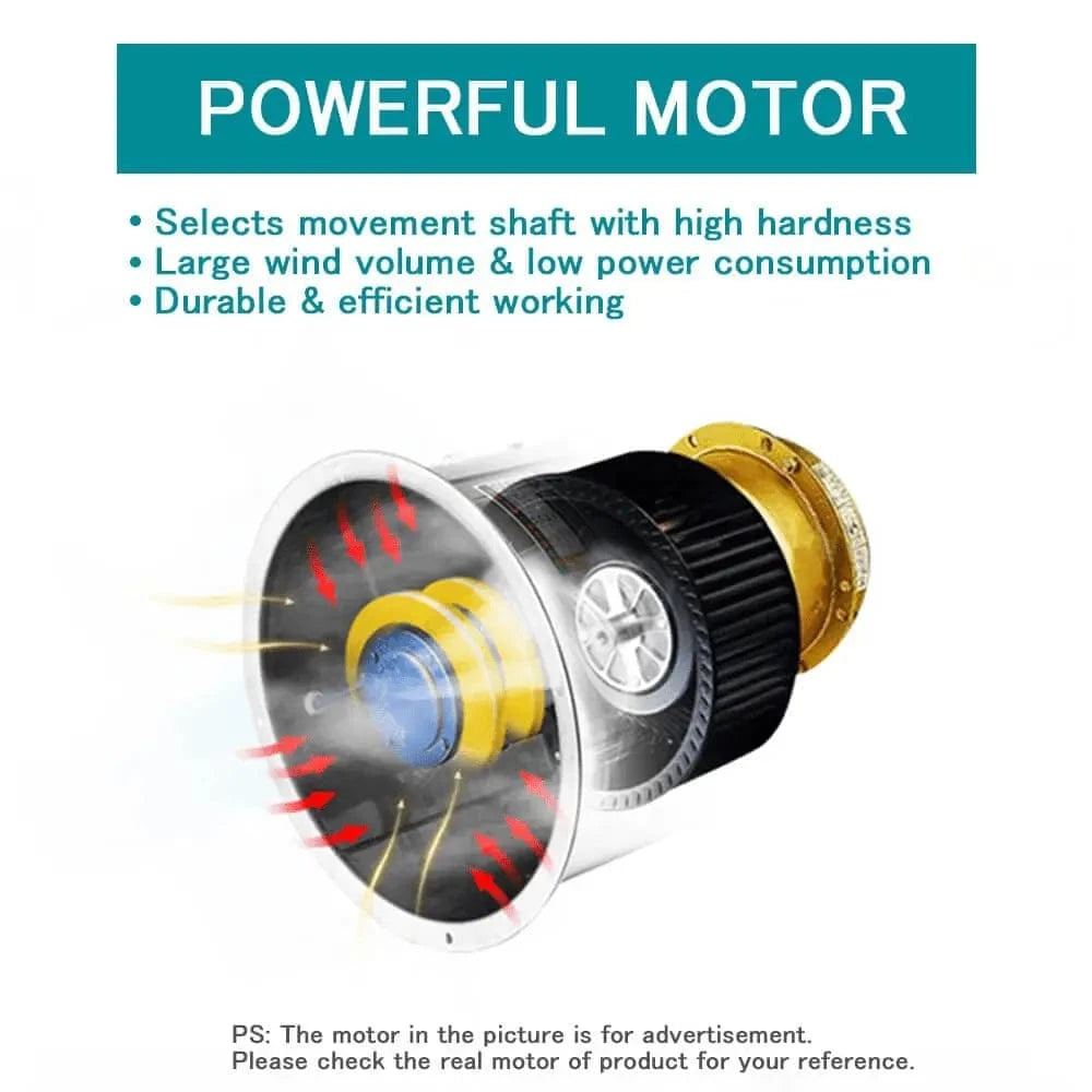 Durable copper motor of inline duct fan for efficient ventilation and continuous operation.