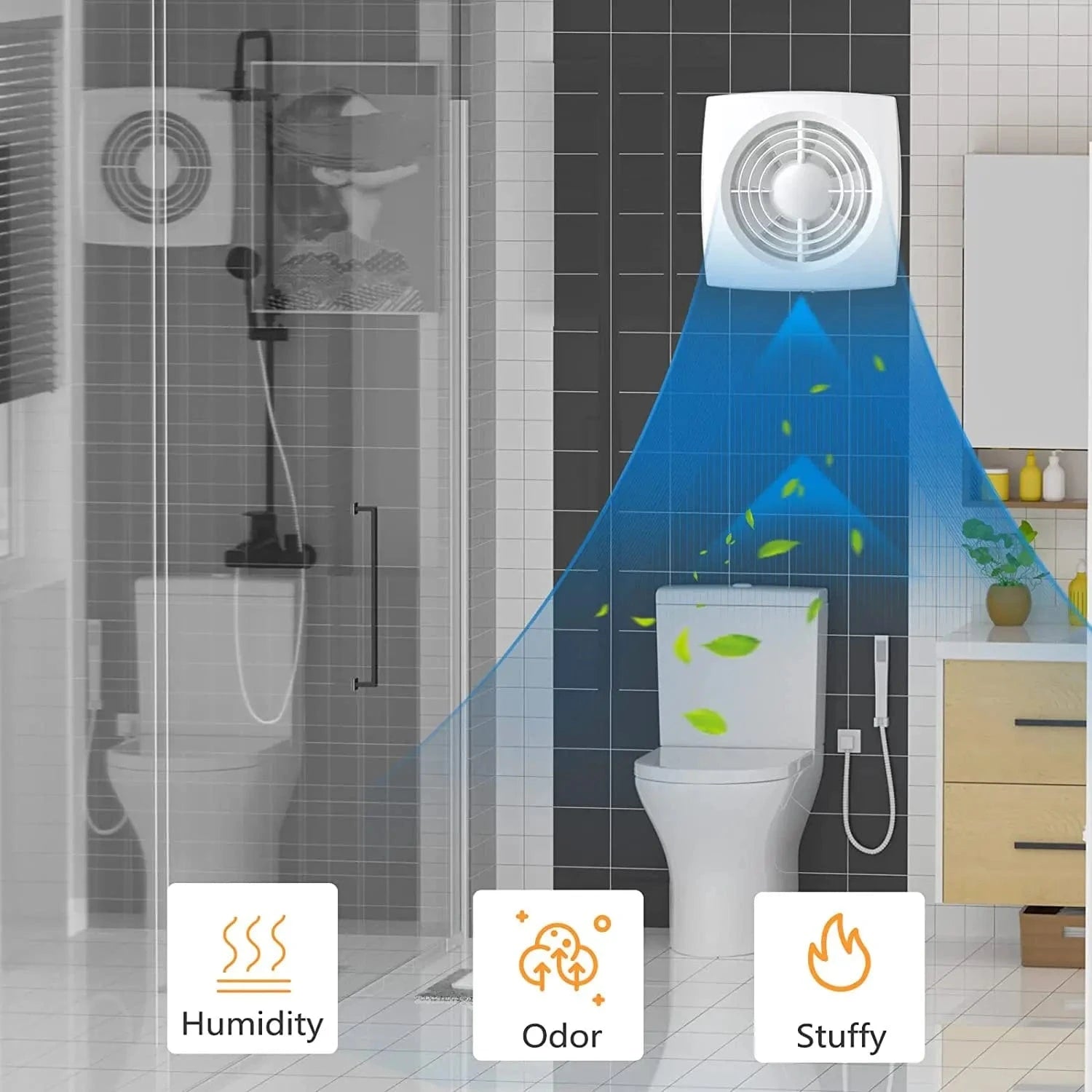 6 Inch Axial Super Silent Wall Exhaust Fan effectively removes moisture and odors from the bathroom, preventing mold growth and keeping the air fresh and dry.