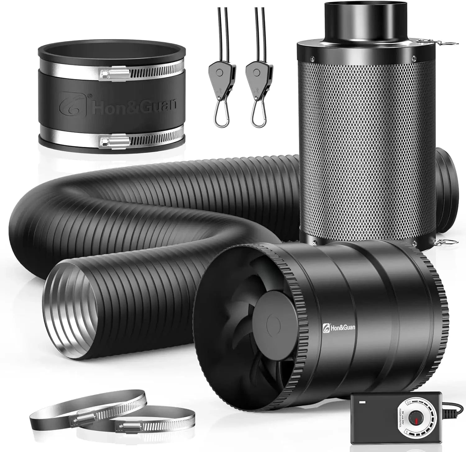 grow tent ventilation fan 6 Inch Grow Tent Kit – 345 CFM Inline Duct Fan, High Carbon Filter, 8 Ft Ducting & Rubber Coupler