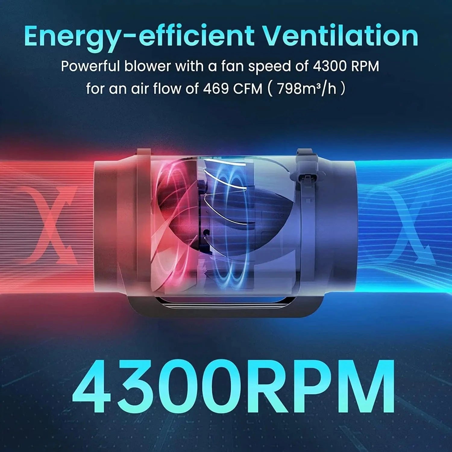 High-efficiency duct fan providing powerful 797 m³/h airflow for grow tents and HVAC ventilation systems