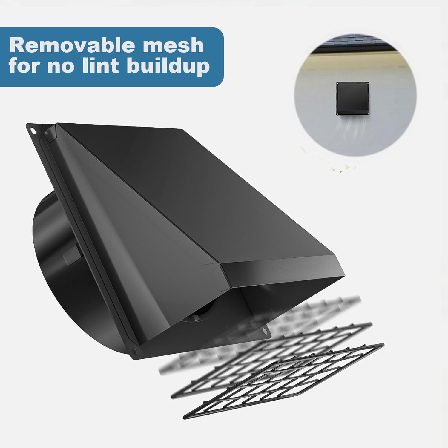 Easy-to-clean removable mesh grid of HONGUAN dryer vent cover for lint-free ventilation.