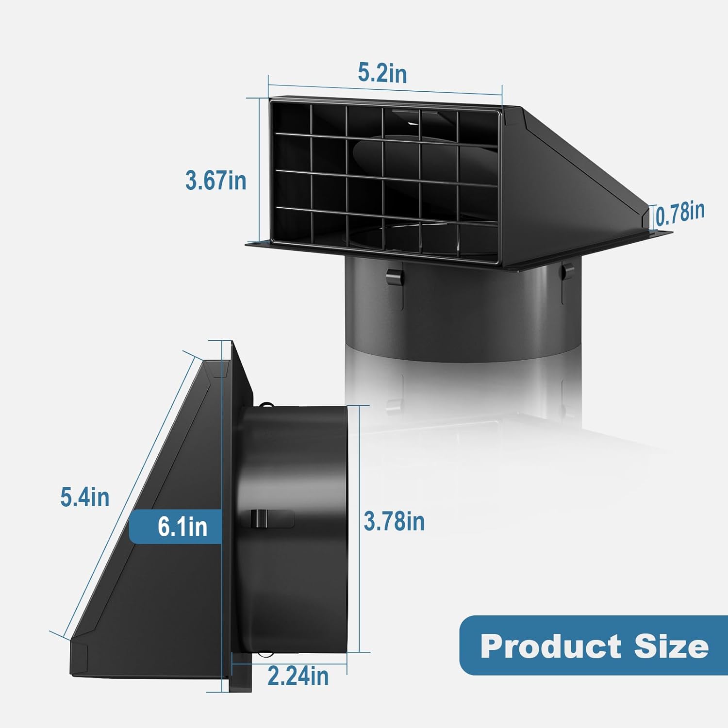 4 Inch Dryer Vent Cover Size_3.78*2.24*5.4 inches