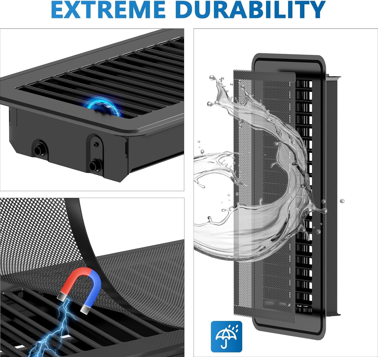 Hon&Guan 4x12 Floor Register with Rust-Proof Iron Construction for Extreme Durability in Home Ventilation Systems