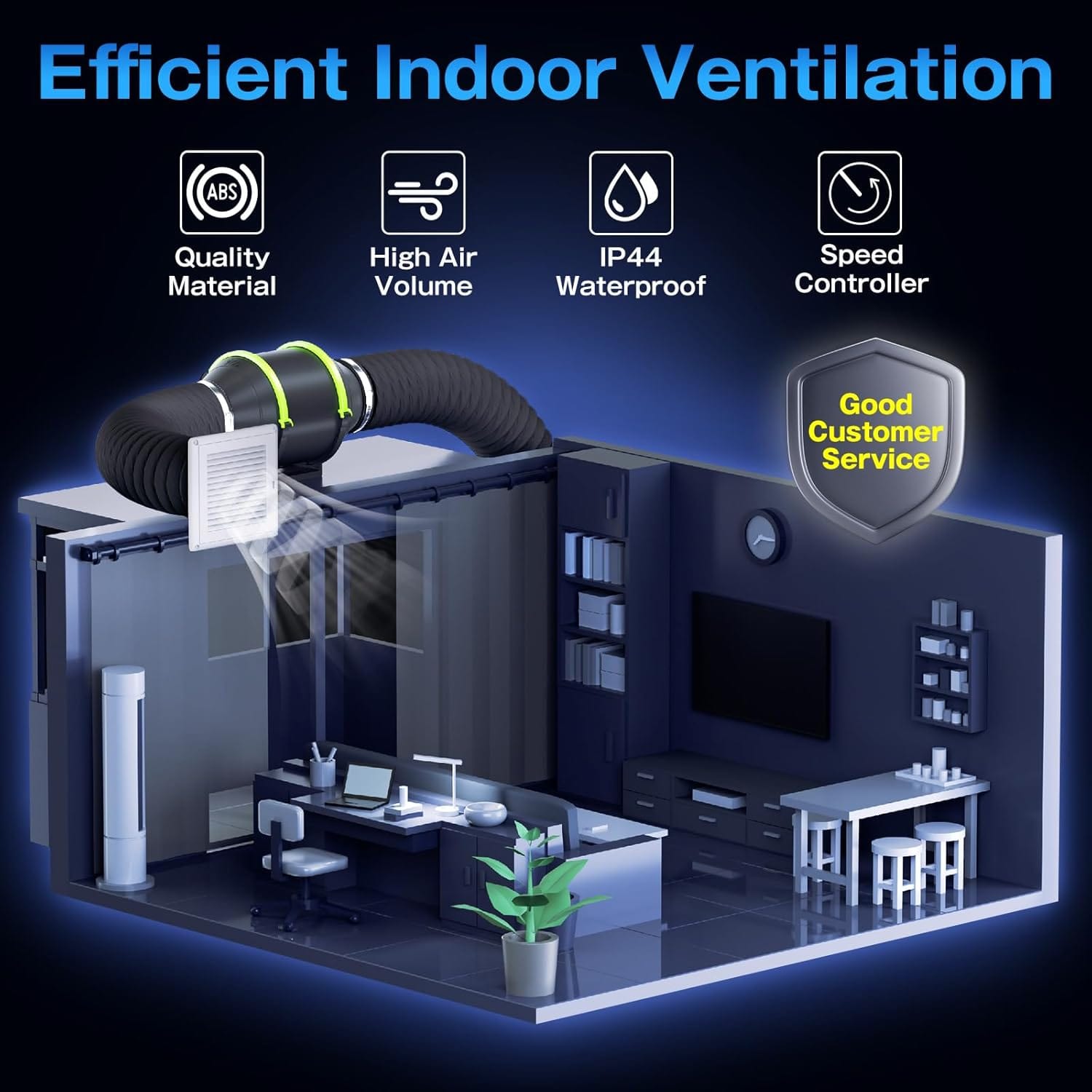 4 inch duct fan for indoor ventilation systems in grow tents and bathrooms
