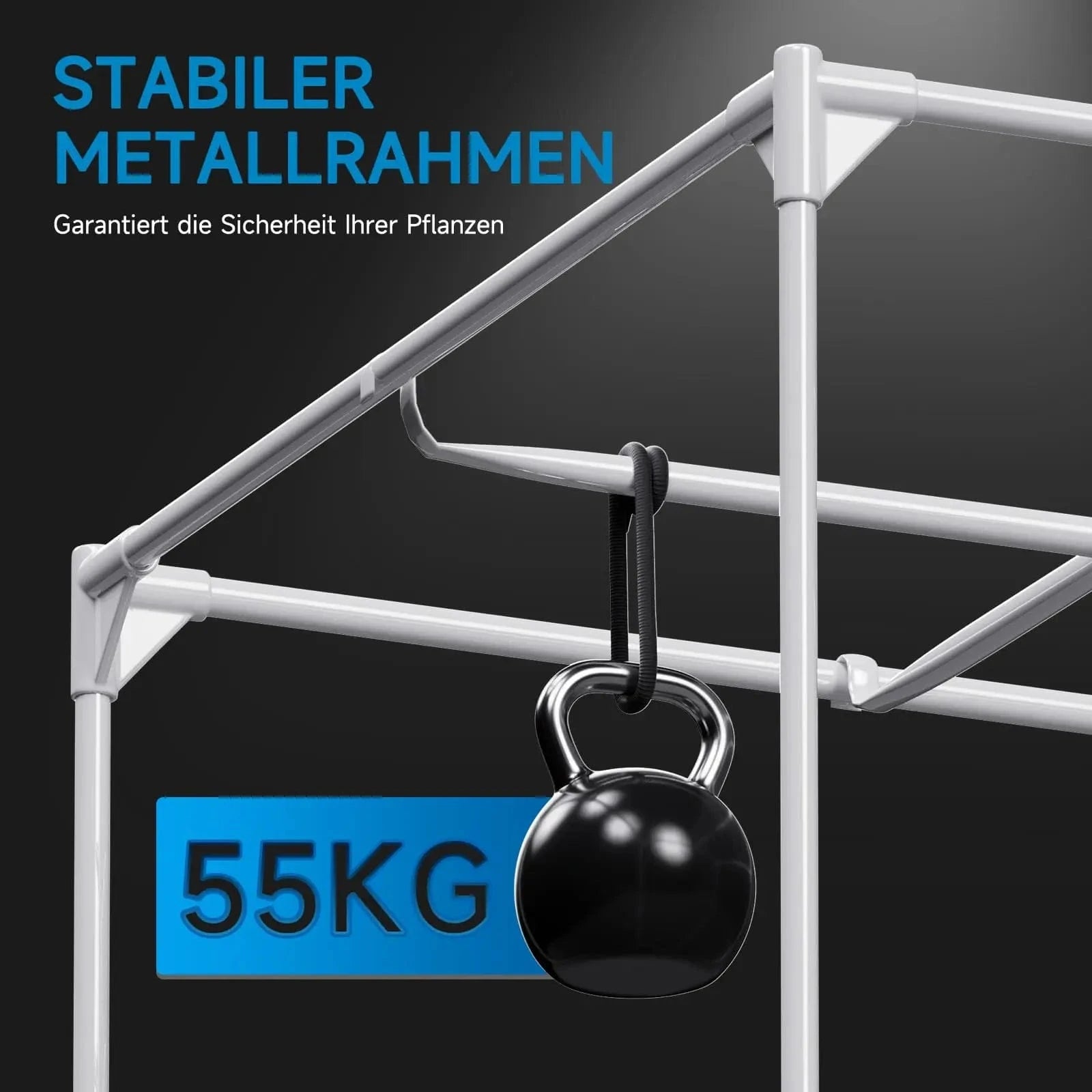 Grow Tent Kit Frame Structure – Heavy-Duty Indoor Grow Tent Poles for Stable Planting Setup in 60x60x160 cm Grow Area