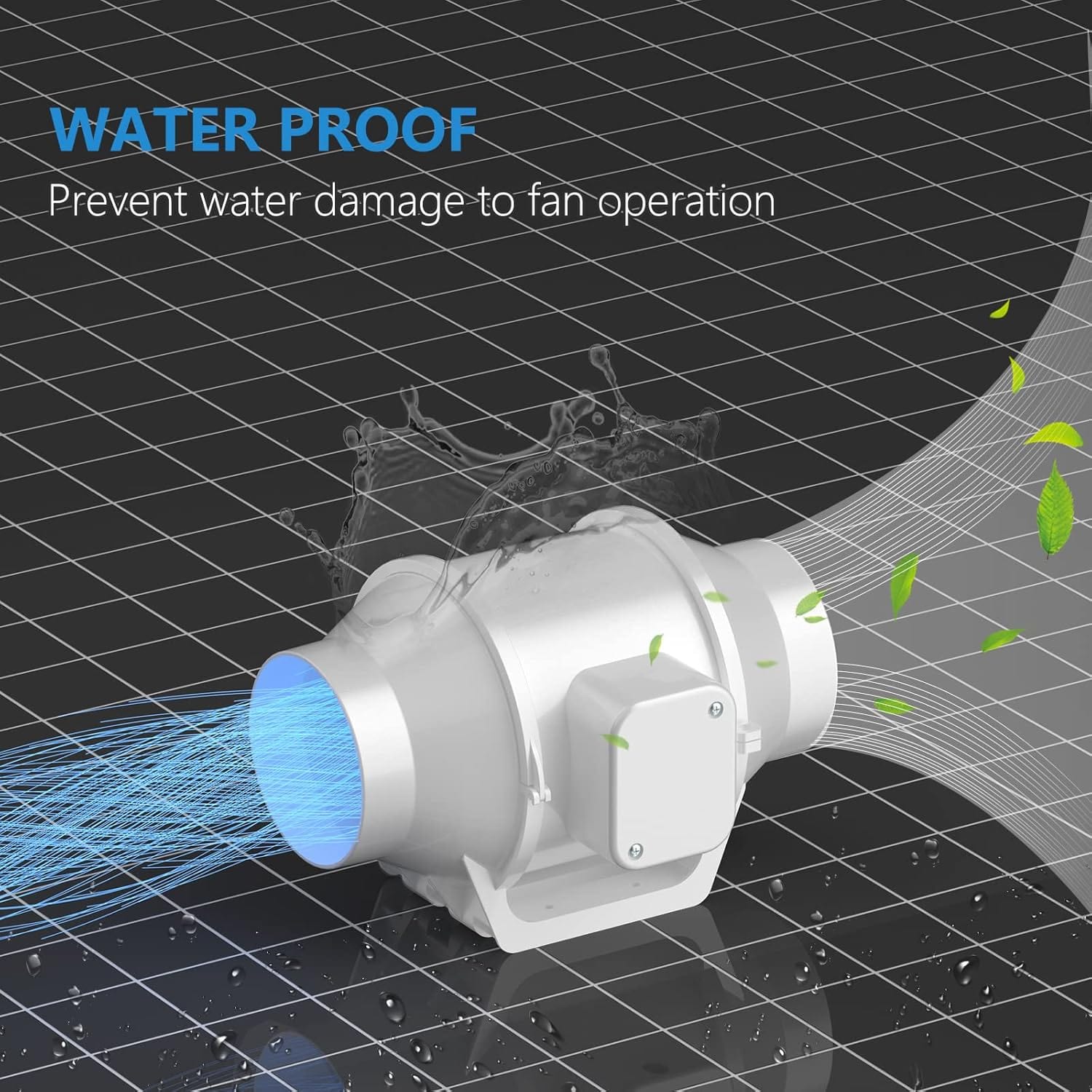 3 inch inline duct fan waterproof design.