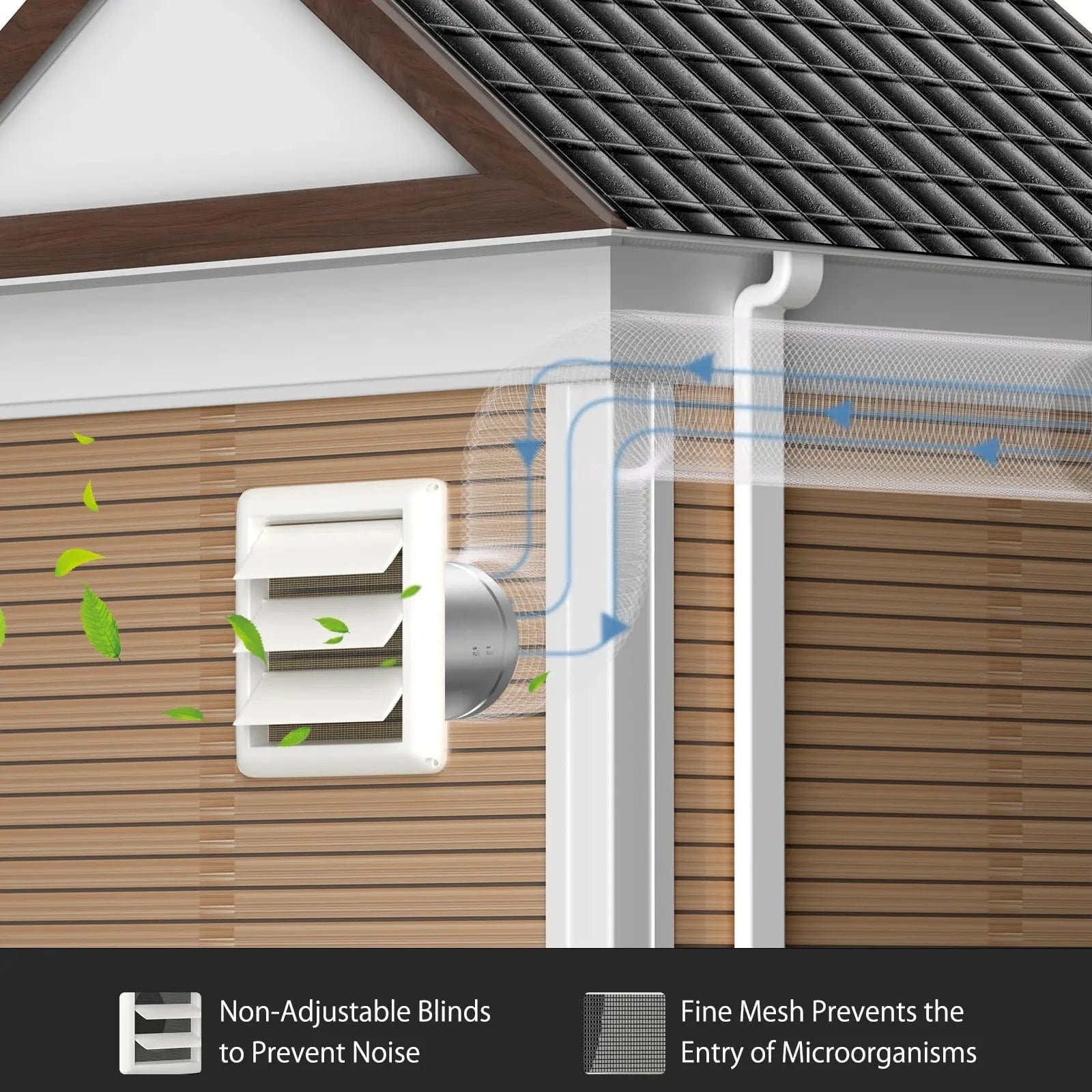 This vent cover features a built-in mesh screen to block insects and debris, while its design helps to minimize noise from airflow. Ideal for maintaining clean and quiet ventilation in your home.