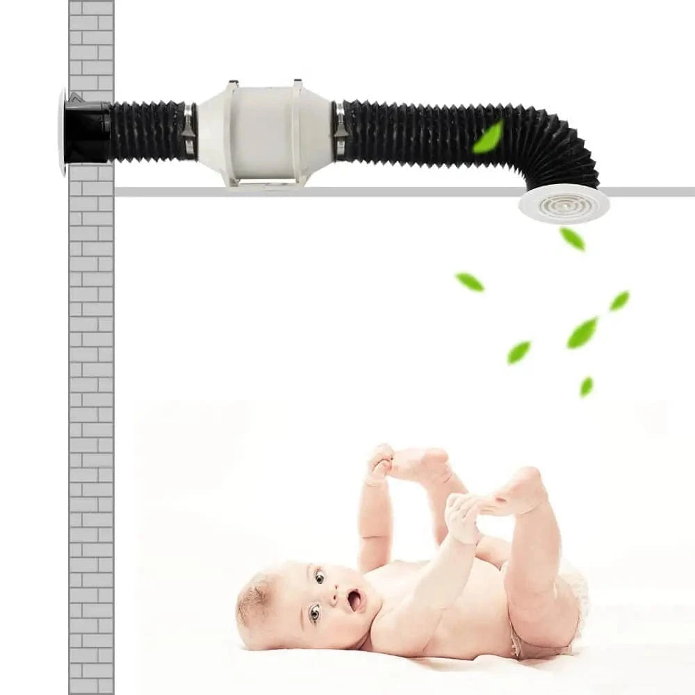 Vent Cover Connected to Flexible Duct Hose – Ideal for Bathroom and Kitchen Airflow Control with Easy Installation