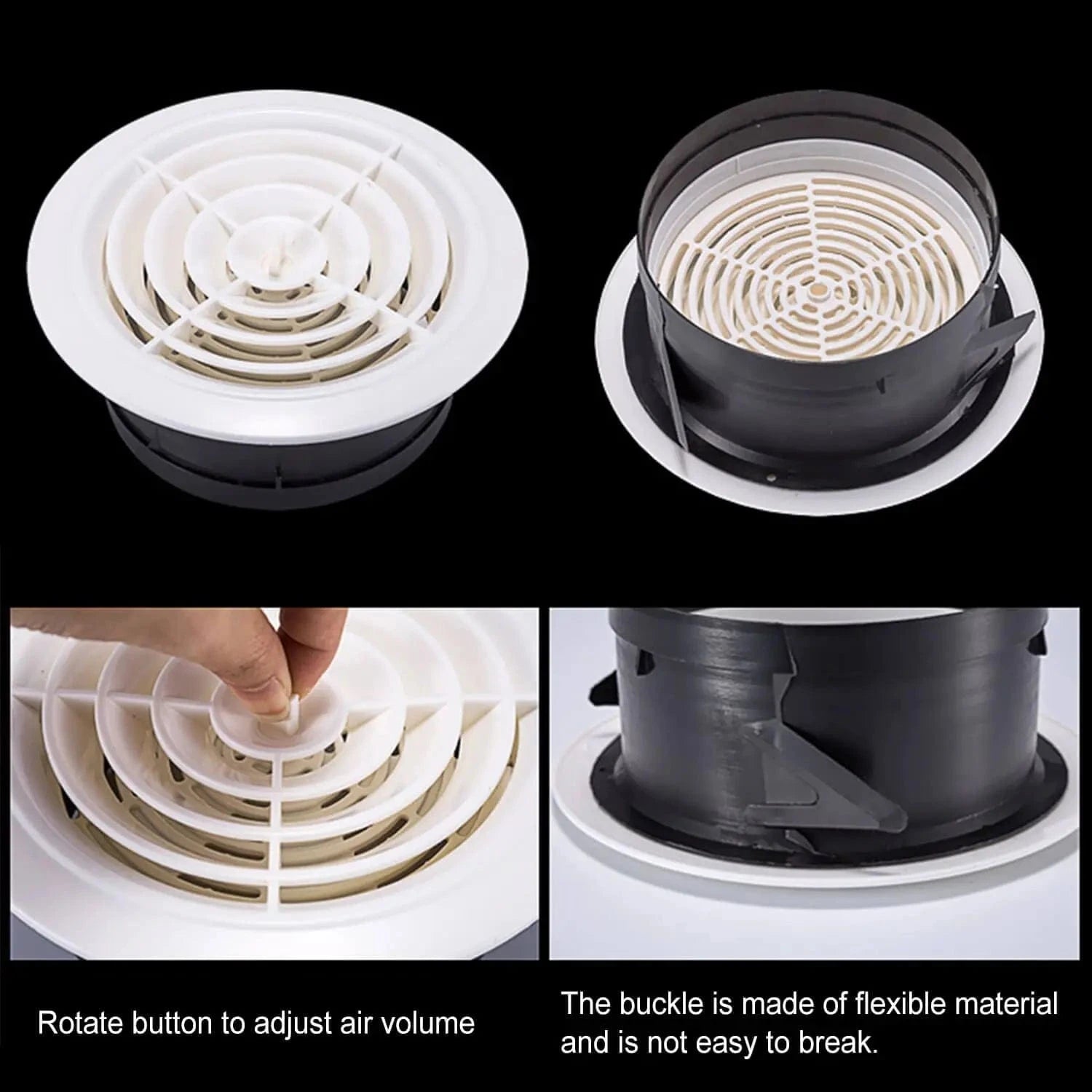 Vent Cover Flexible Buckle Design – Durable and Break-Resistant for Easy Installation and Secure Fit