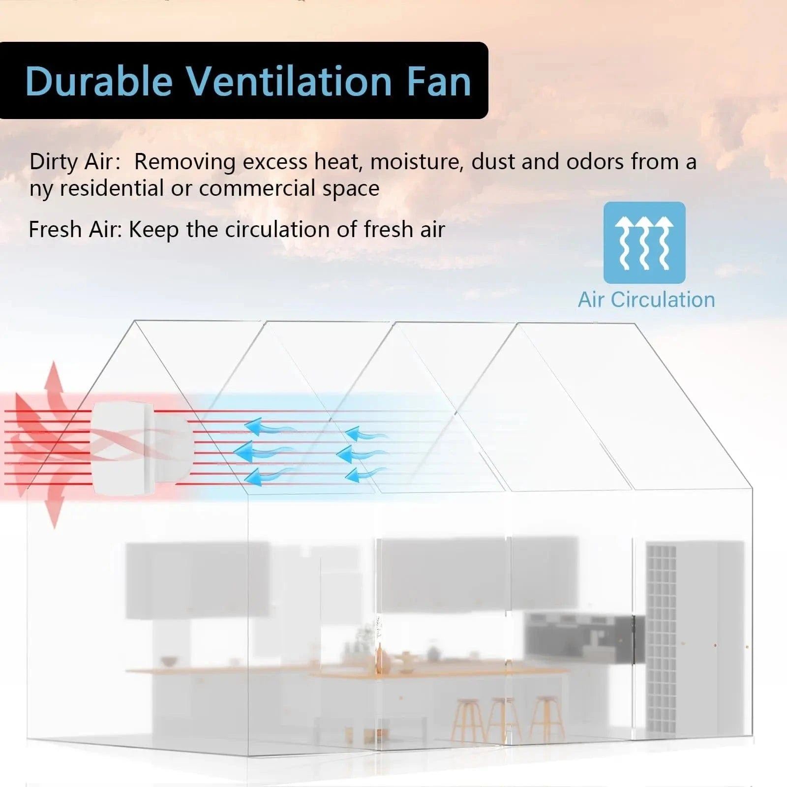 HONGUAN 6 Inch Wall Exhaust Fan installed in a bathroom for silent and efficient air ventilation