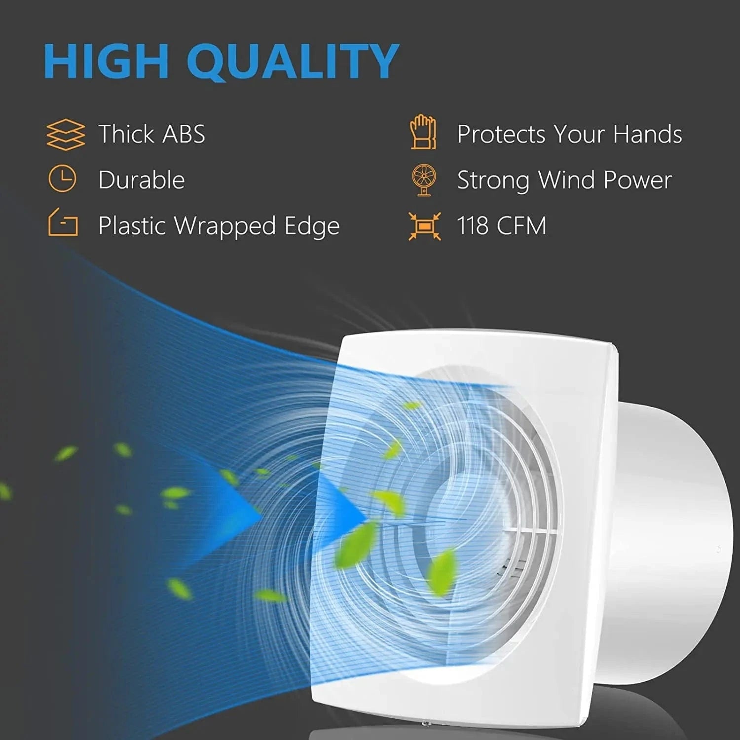 Close-up of HONGUAN 6 Inch Super Silent Exhaust Fan – Durable ABS Plastic with Energy-Efficient Design