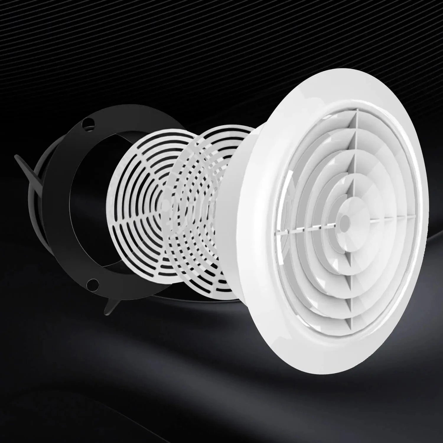 4 Inch Air Vent Cover Structure Diagram – Adjustable Louver Design with High-Quality ABS for Efficient Ventilation Fan Systems